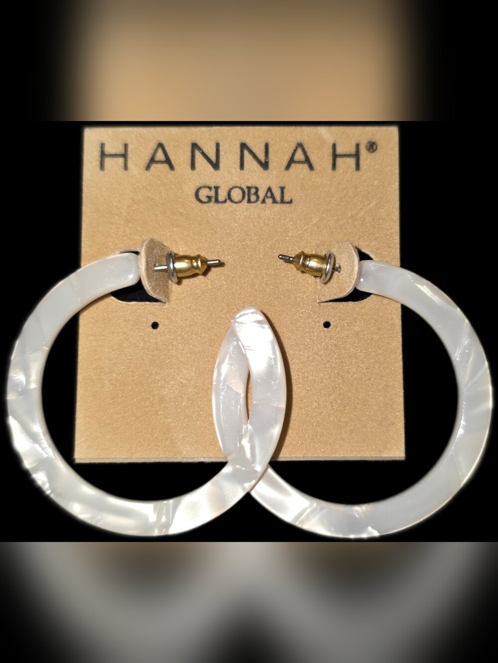 White Marbled Resin Hoop Earrings